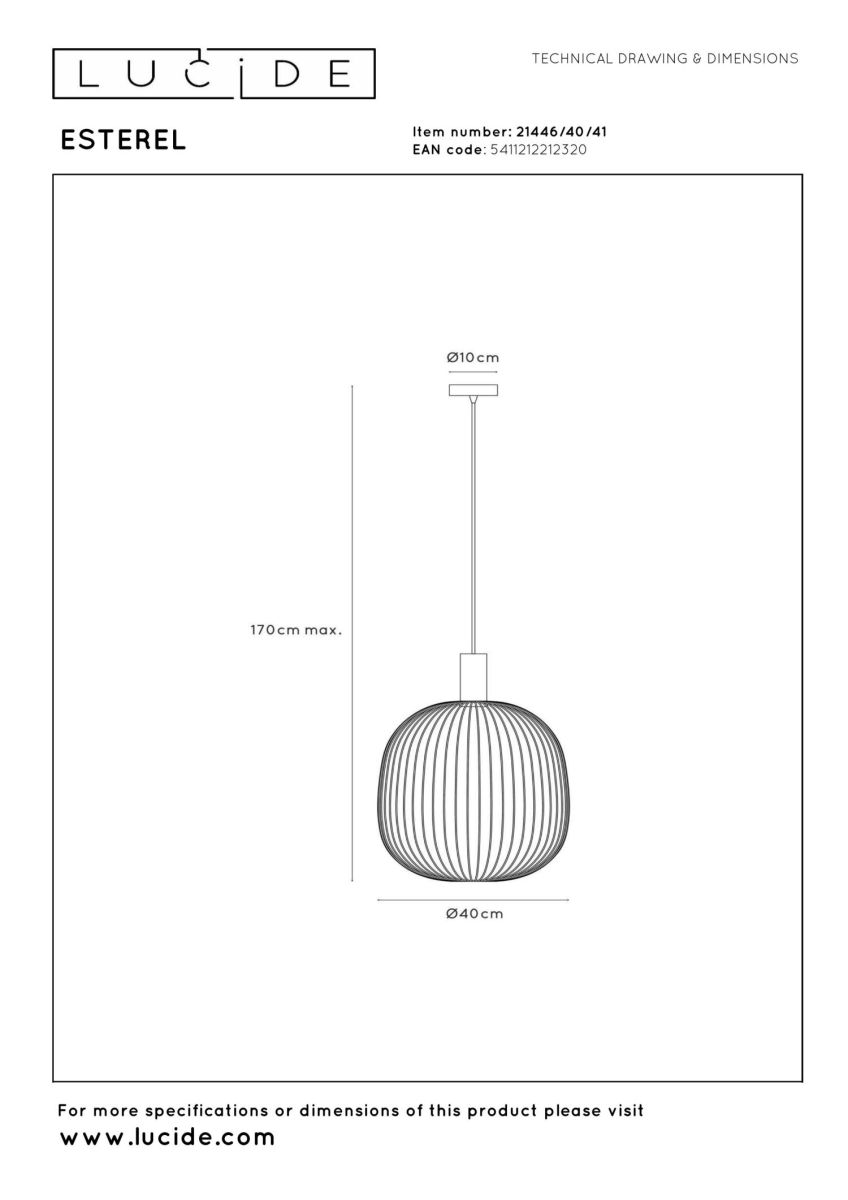 подвесной светильник lucide esterel 21446/40/41