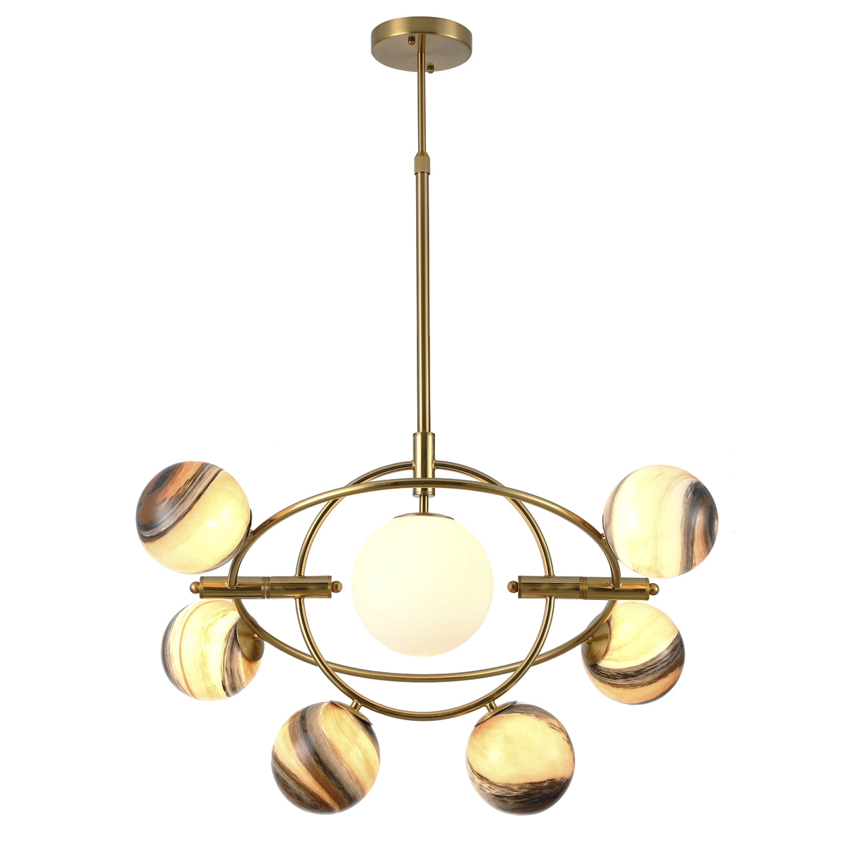 люстра на штанге delight collection planet kg1122p-7b brass