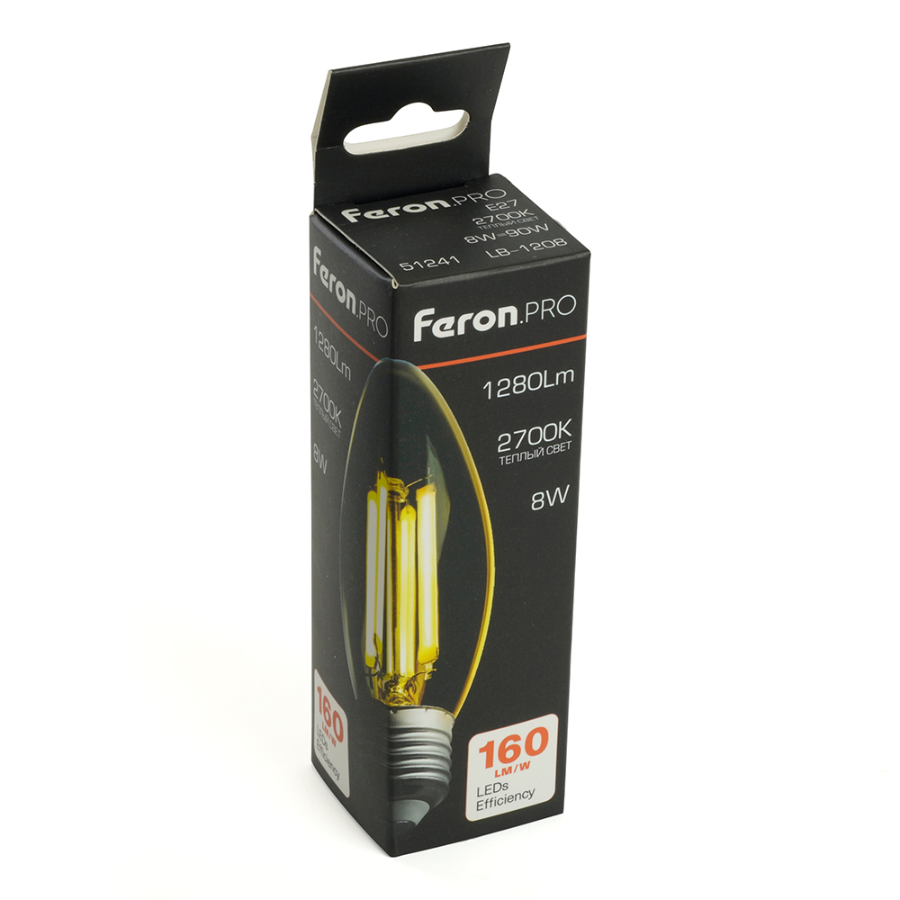 светодиодная лампа feron lb-1208 e27 8w 2700k 51241