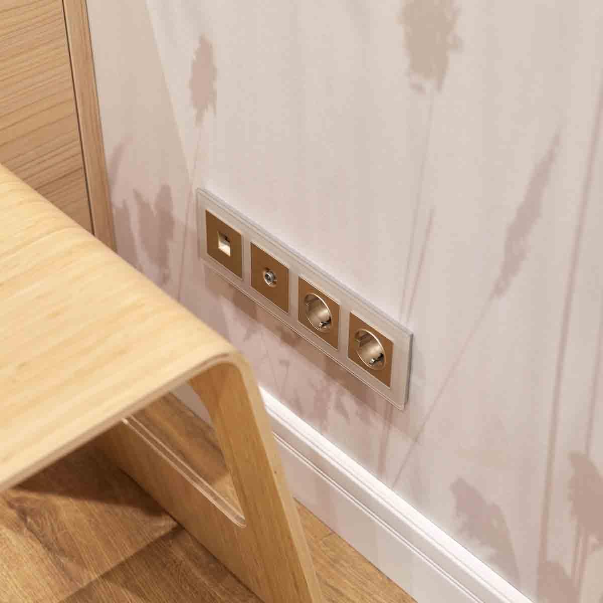 накладка для телефонной розетки werkel rj-11 (шампань рифленый) w1192010 4690389160707