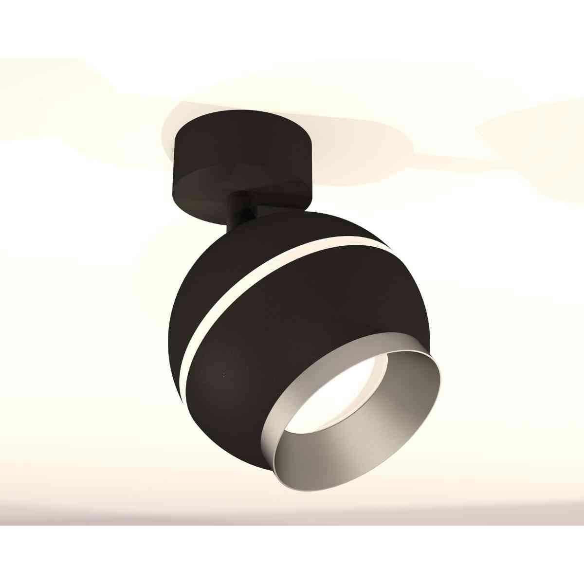 комплект накладного светильника ambrella light techno spot xm1102003 sbk/mch черный песок/хром матовый (a2210, c1102, n7033)