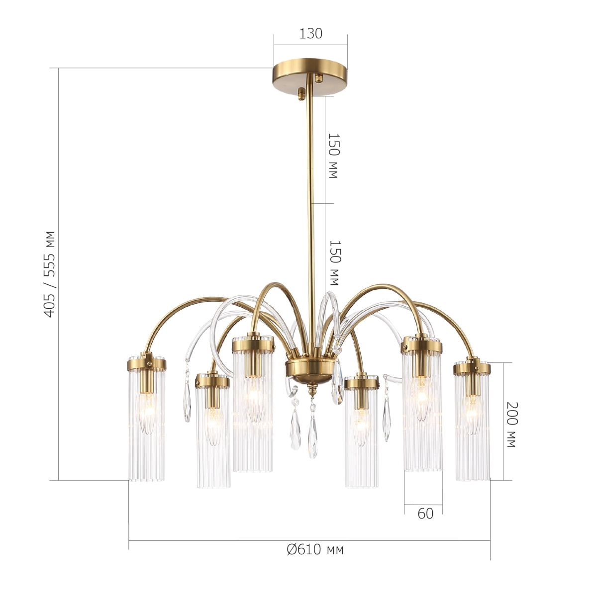 люстра на штанге st luce люминера sl1401.303.06