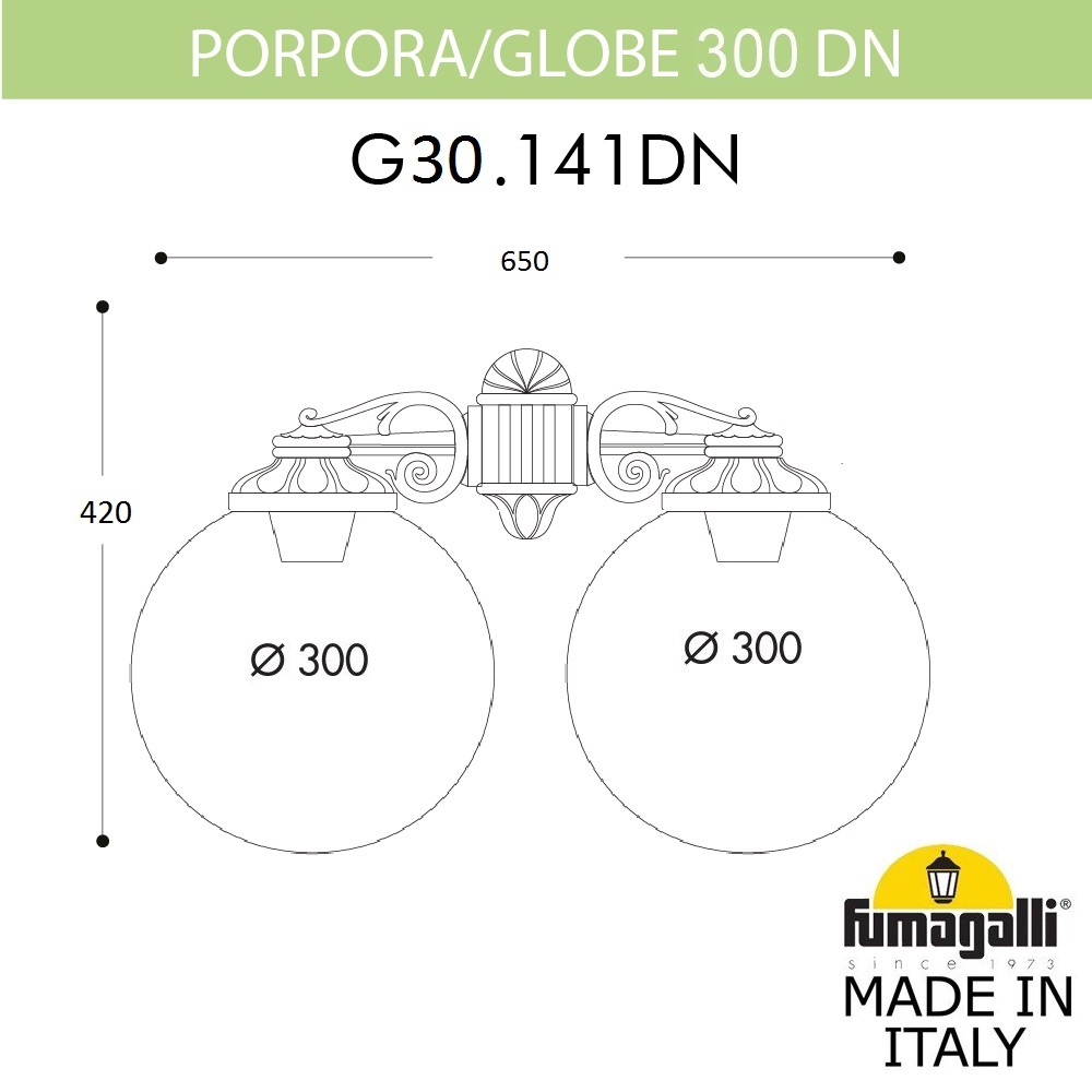 уличный настенный светильник fumagalli globe g30.141.000.axf1rdn