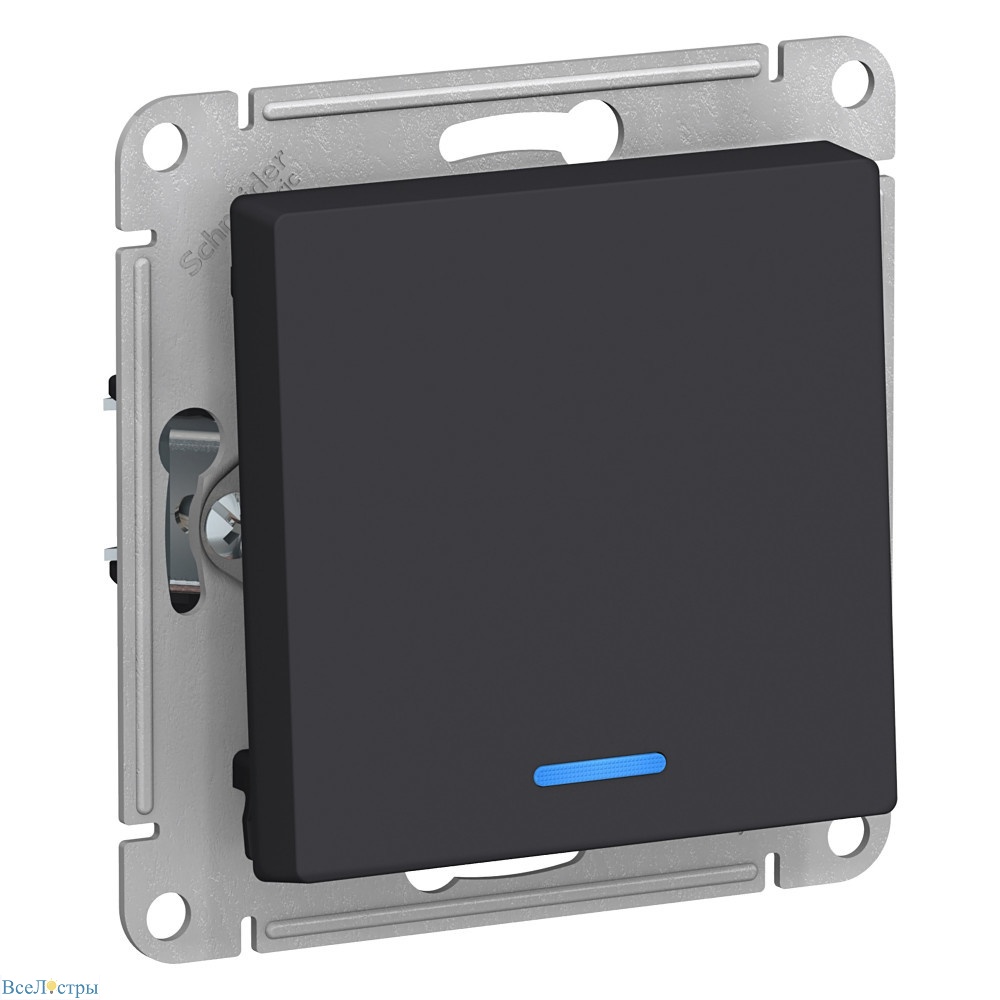 выключатель 1-клавишный с подсветкой, сх.1а, 10ах systeme electric atlasdesign карбон atn001013