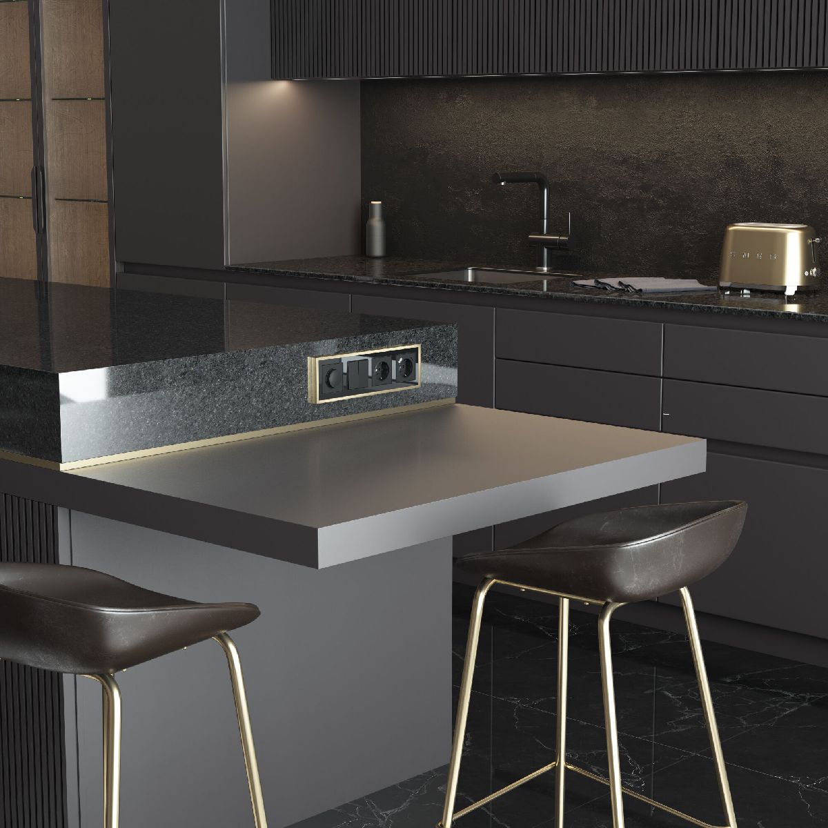 рамка на 4 поста werkel baguette черный/латунь 4690389193323 w0042852 a062784