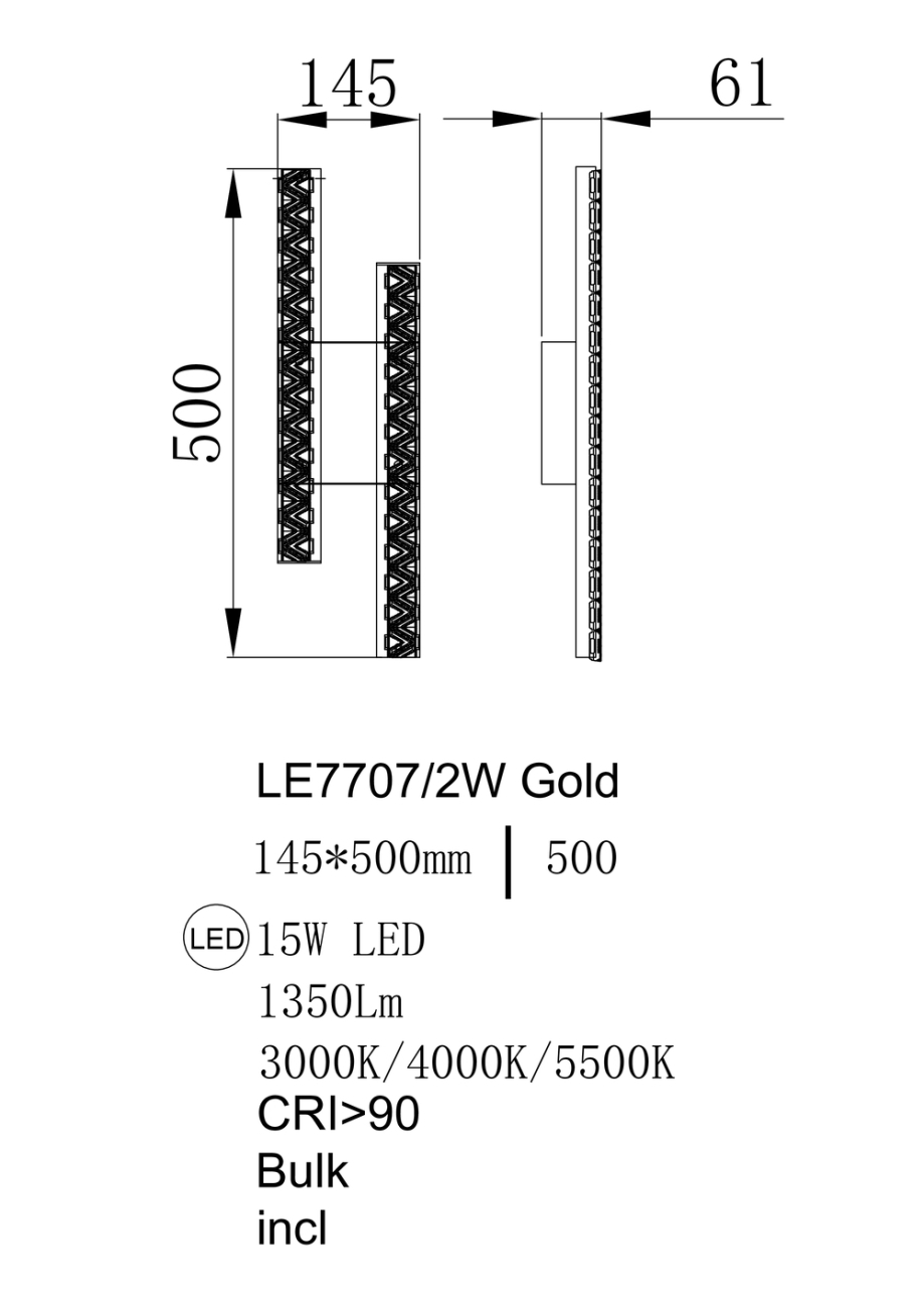 бра aida le7707/2w gold