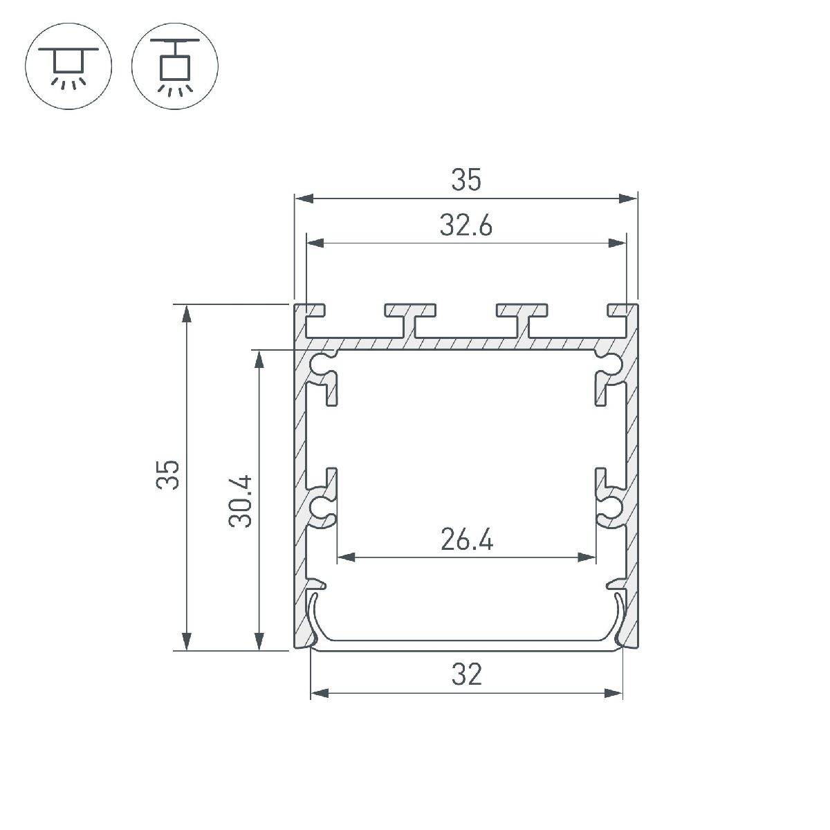 алюминиевый профиль arlight line-m-3535-3000 black 053402