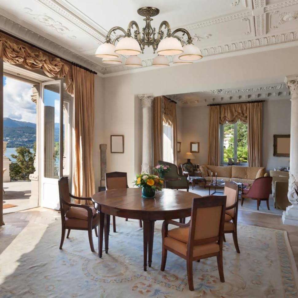 люстра на штанге eurosvet 60106/5 античная бронза