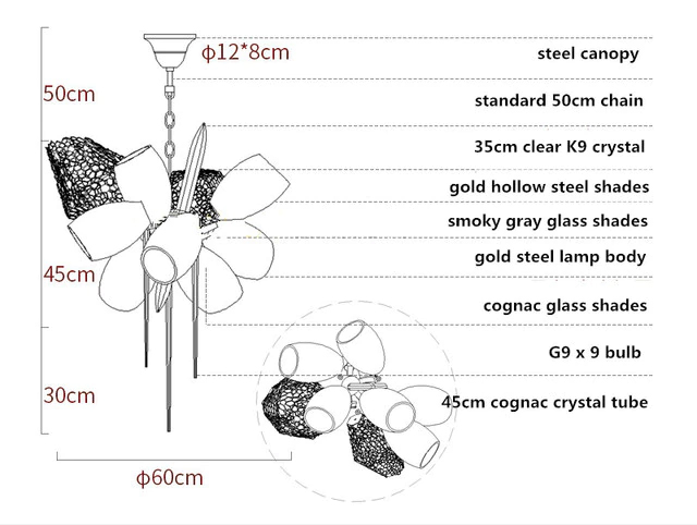 подвесная люстра delight collection britannica 8898p/as gold/smoky