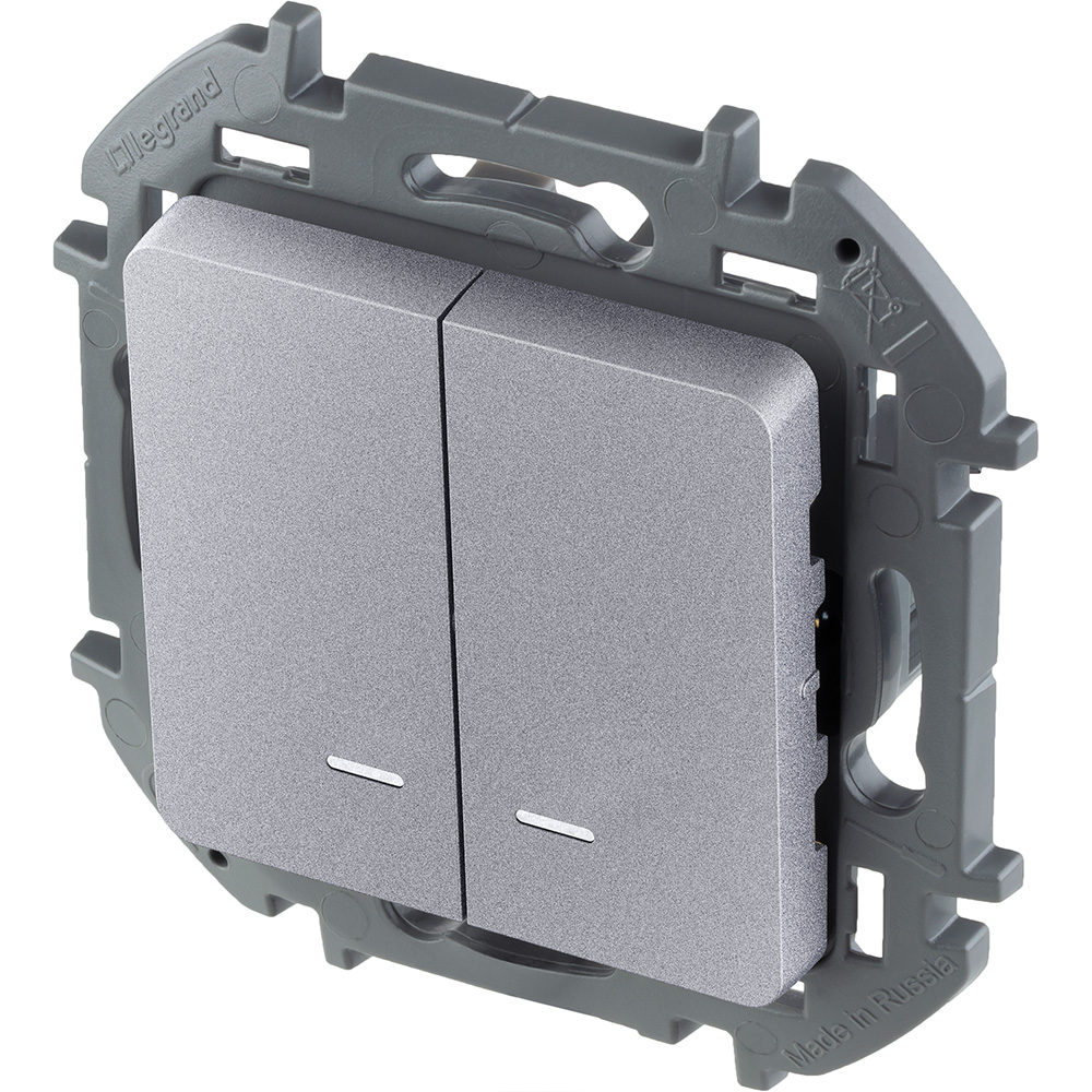 выключатель двухклавишный с подсветкой/индикацией legrand inspiria 673632