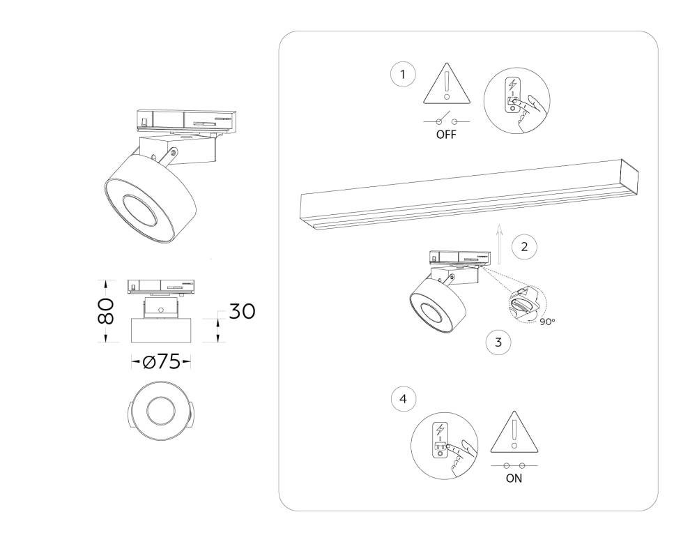 трековый однофазный светильник ambrella light track system gl6861