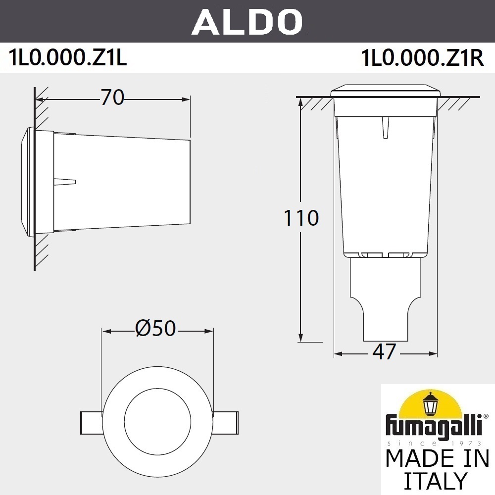 грунтовый светильник fumagalli aldo 1l0.000.000.lxz1l