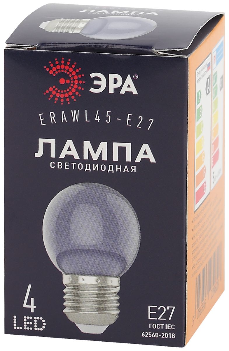 лампа светодиодная эра e27 1w 3000k erawl45-e27 б0049572