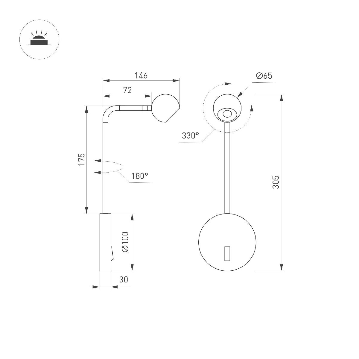 бра arlight sp-ottori-long-wall-6w warm3000 048168