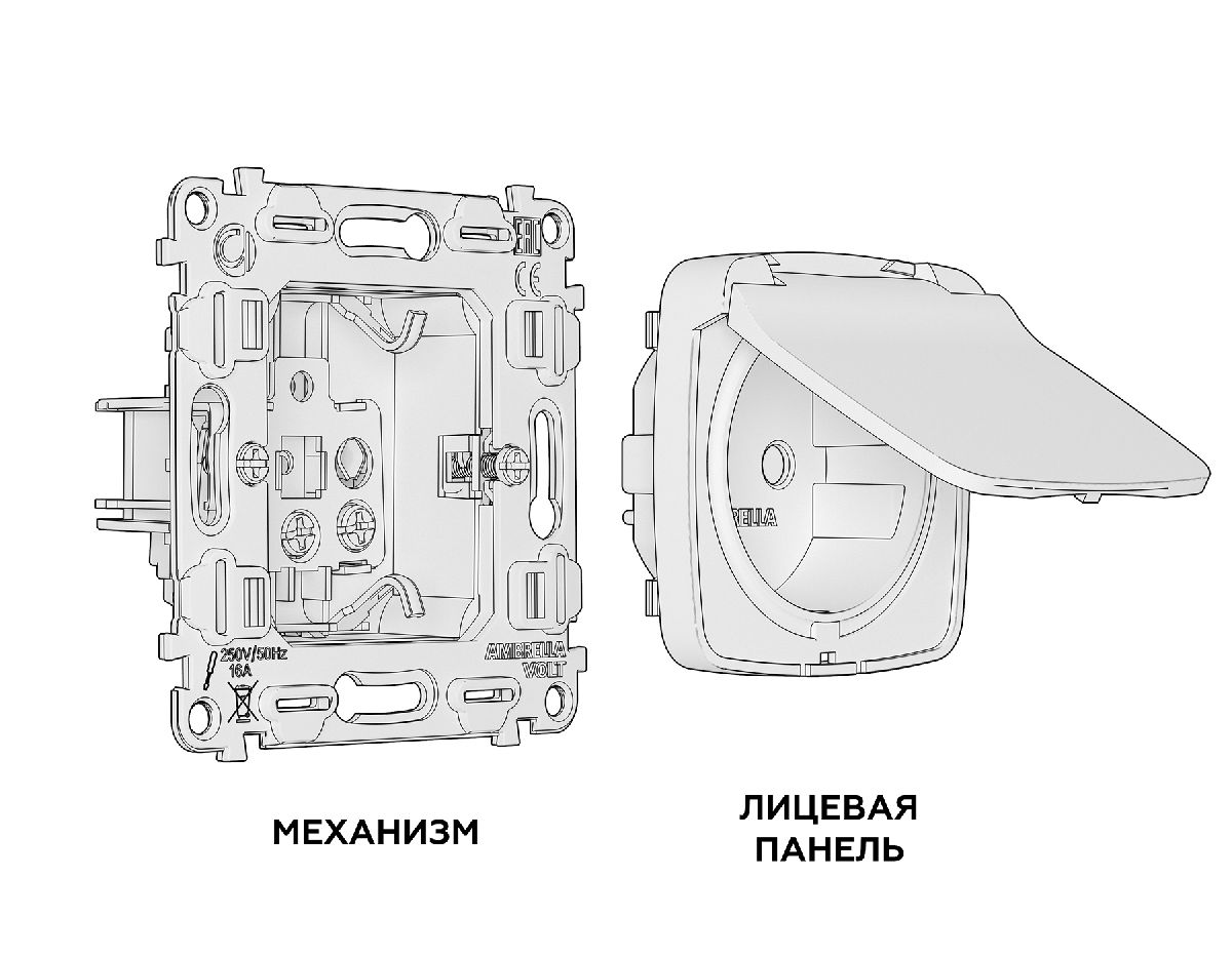 комплект механизма розетки ambrella volt omega mo368010