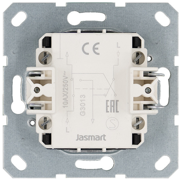 выключатель одноклавишный перекрестный 10a 250v с накладкой, цвет тауп jasmart g3013t