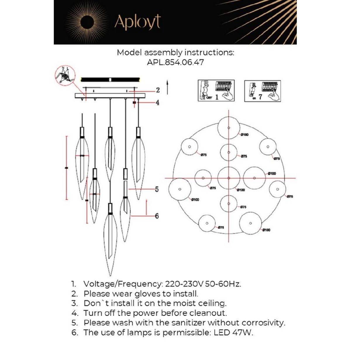 подвесная люстра aployt emilin apl.854.06.47