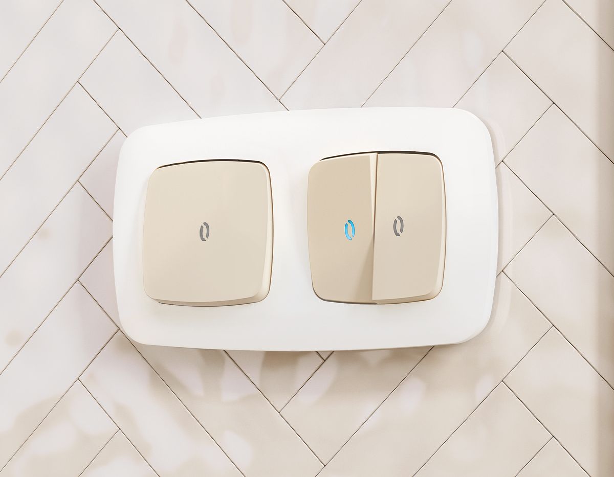 лицевая панель для выключателя двухклавишного с подсветкой ambrella volt omega op3240