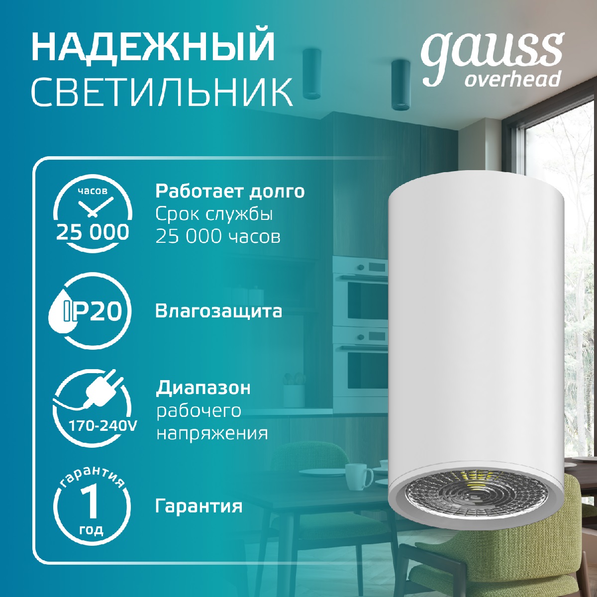 накладной светильник gauss basic hd060