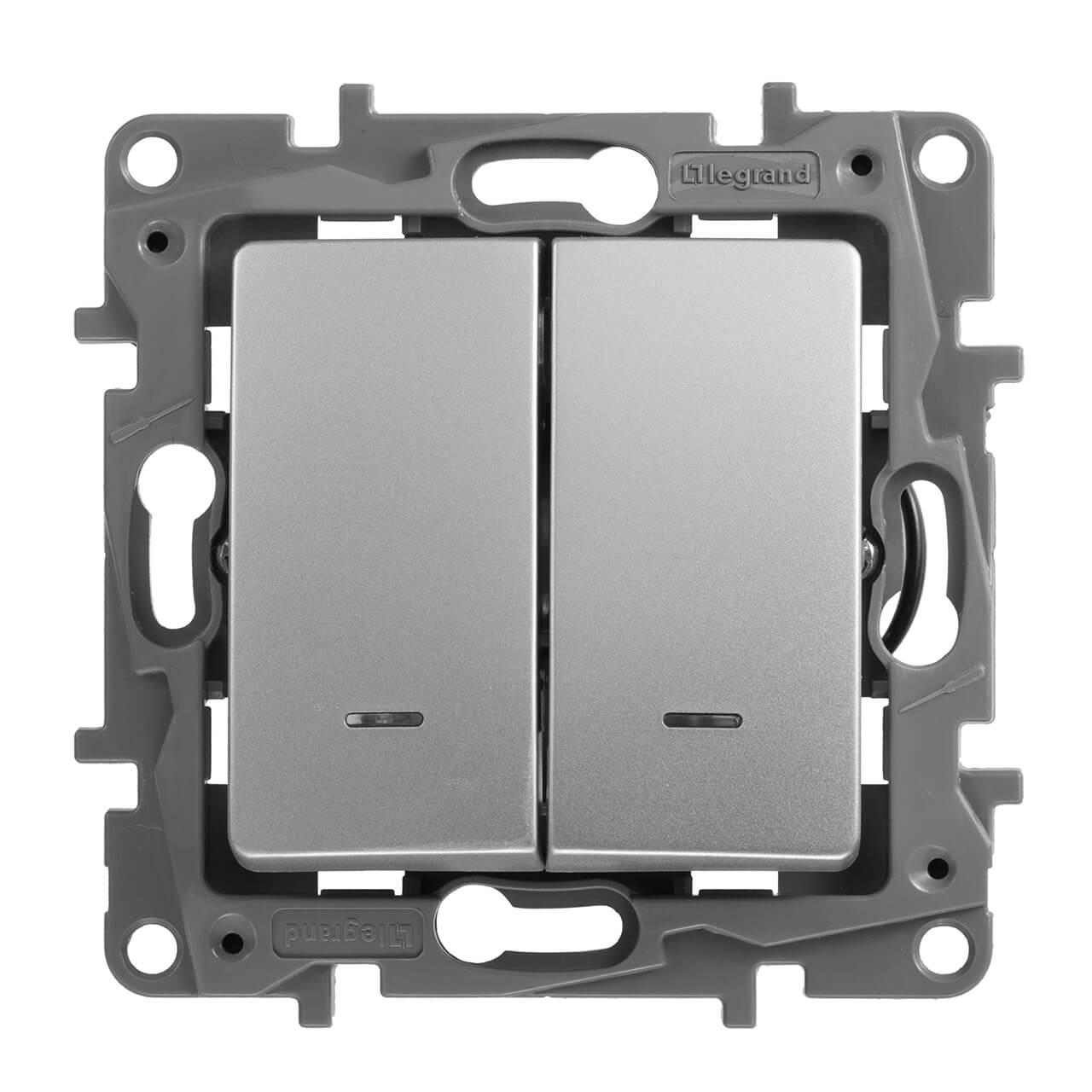 выключатель двухклавишный legrand etika 10a 250v слоновая кость 672302