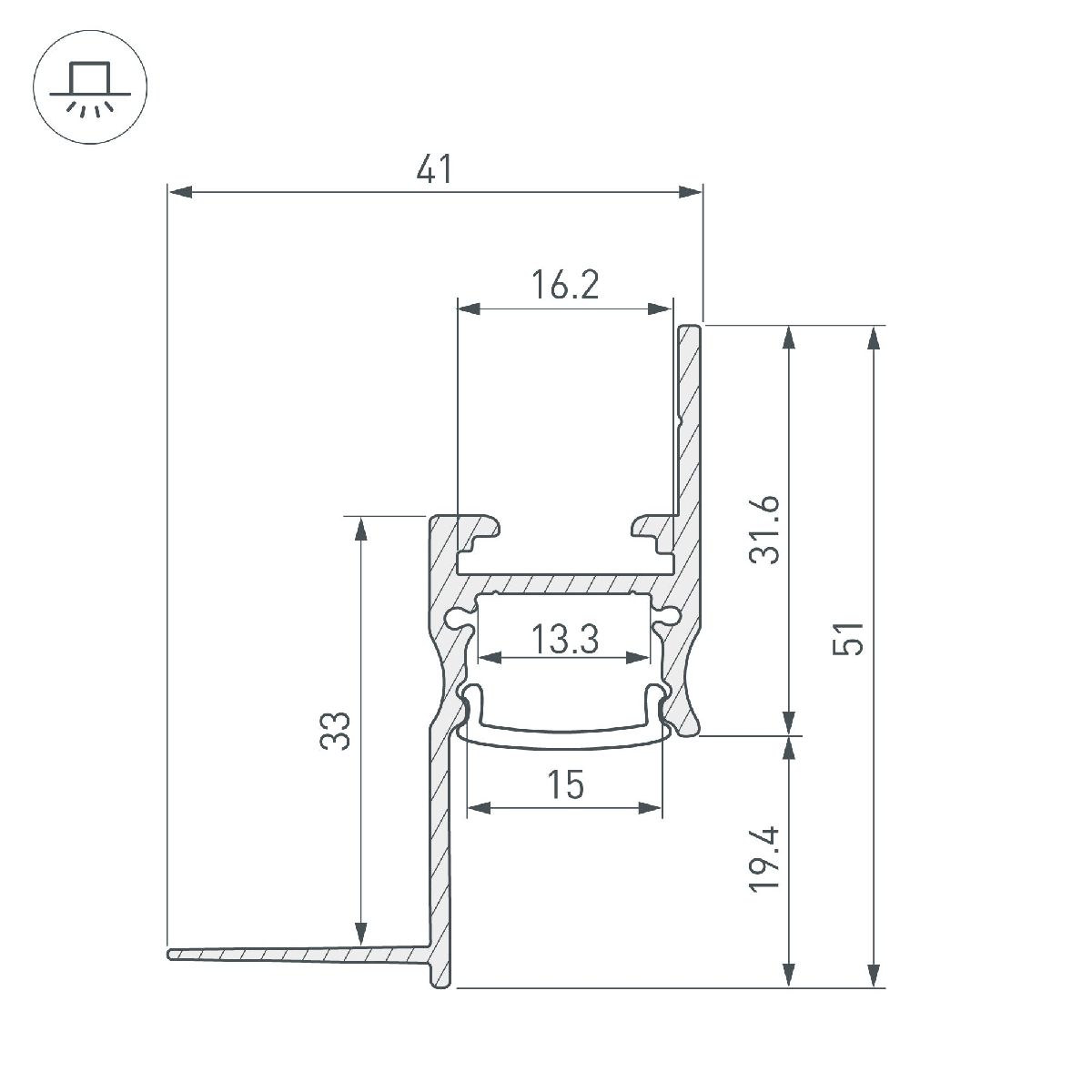 алюминиевый профиль arlight arh-сeil-s14-shadow-3000 white 045554