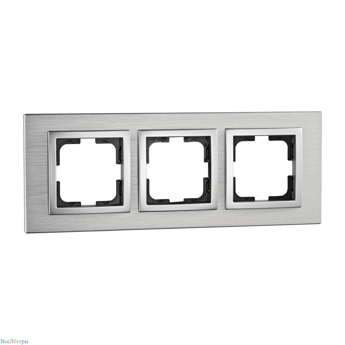 рамка 3-постовая mono electric style aluminium серебро 107-800000-162