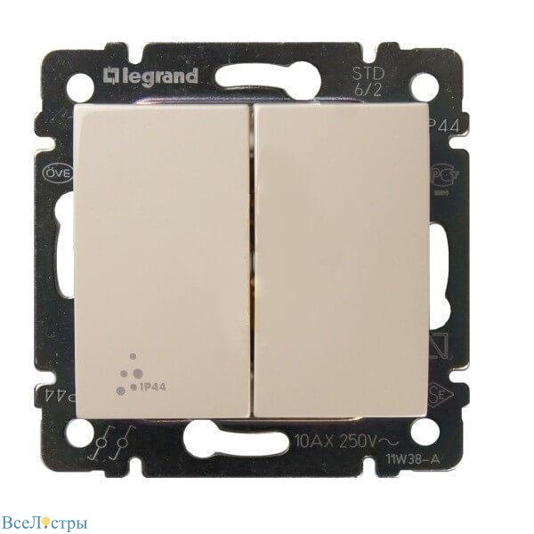 переключатель двухклавишный legrand valena 10a 250v ip44 cлоновая кость 774198