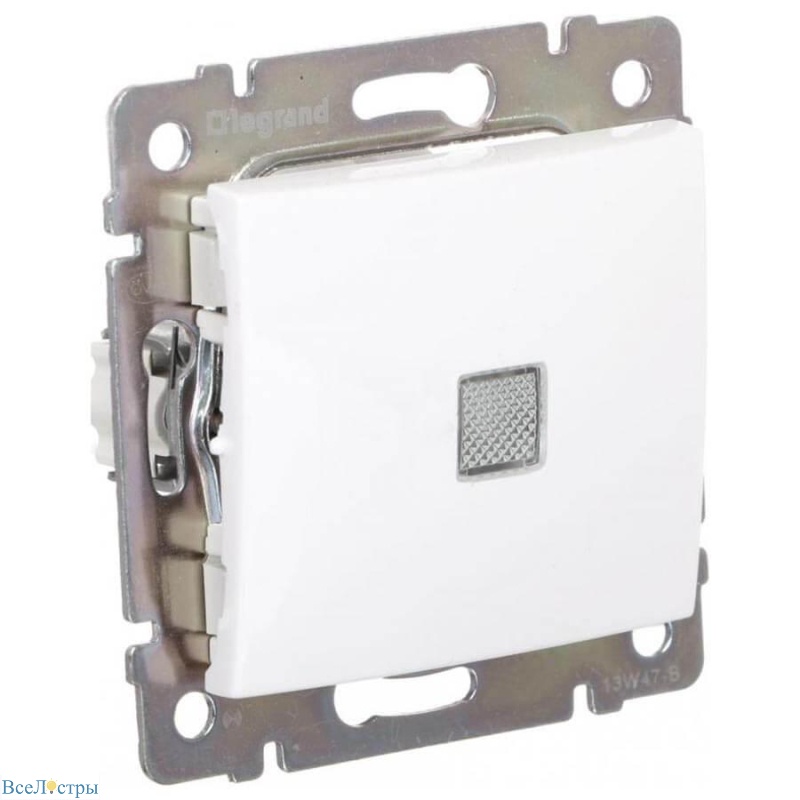 переключатель одноклавишный legrand valena 10a 250v с подсветкой белый 774410