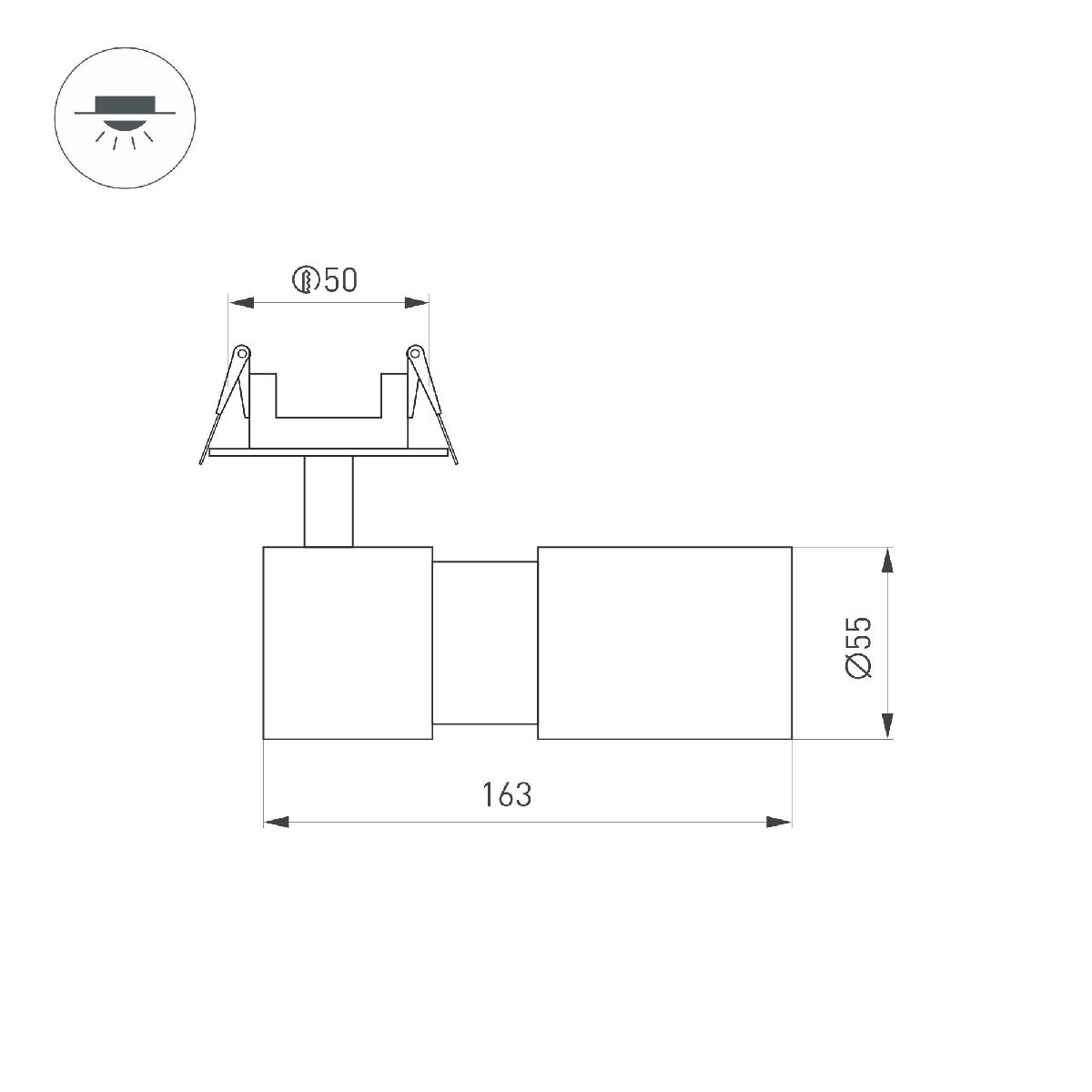 встраиваемый спот arlight lgd-artemis-built-flap-r55-12w warm3000 051796