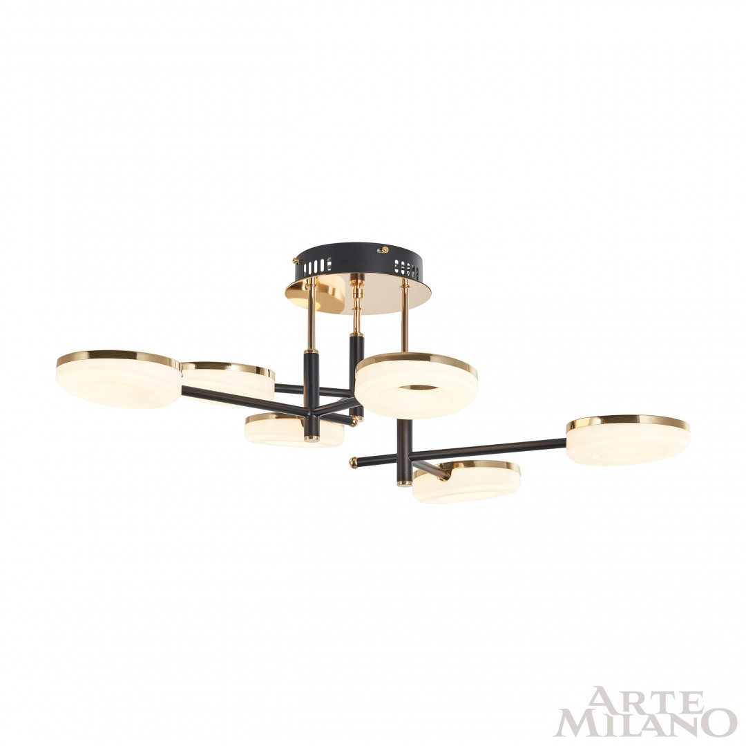потолочная люстра arte milano ferrara 272999/6 bk/gd