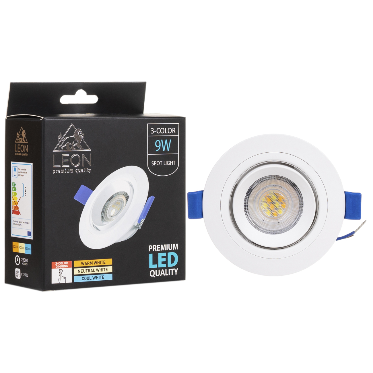 точечный светильник leon le-spr-9w 3000k & 4000к & 6500k