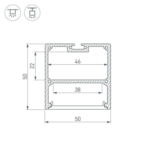 профиль arlight sl-line-5050-3000 anod 036202