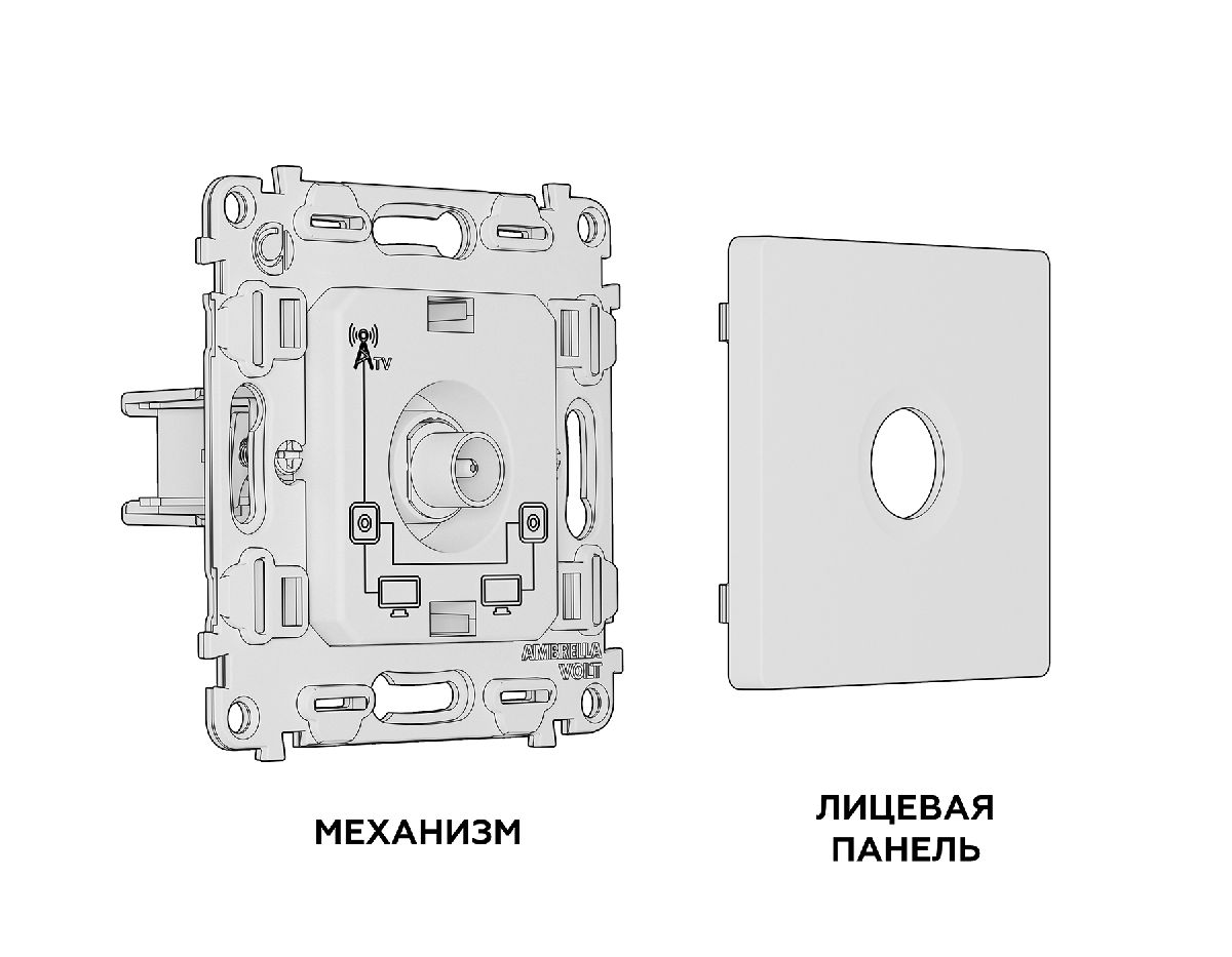 комплект механизма tv розетки проходной 5-1000 mhz 4db ambrella volt alfa ma513030