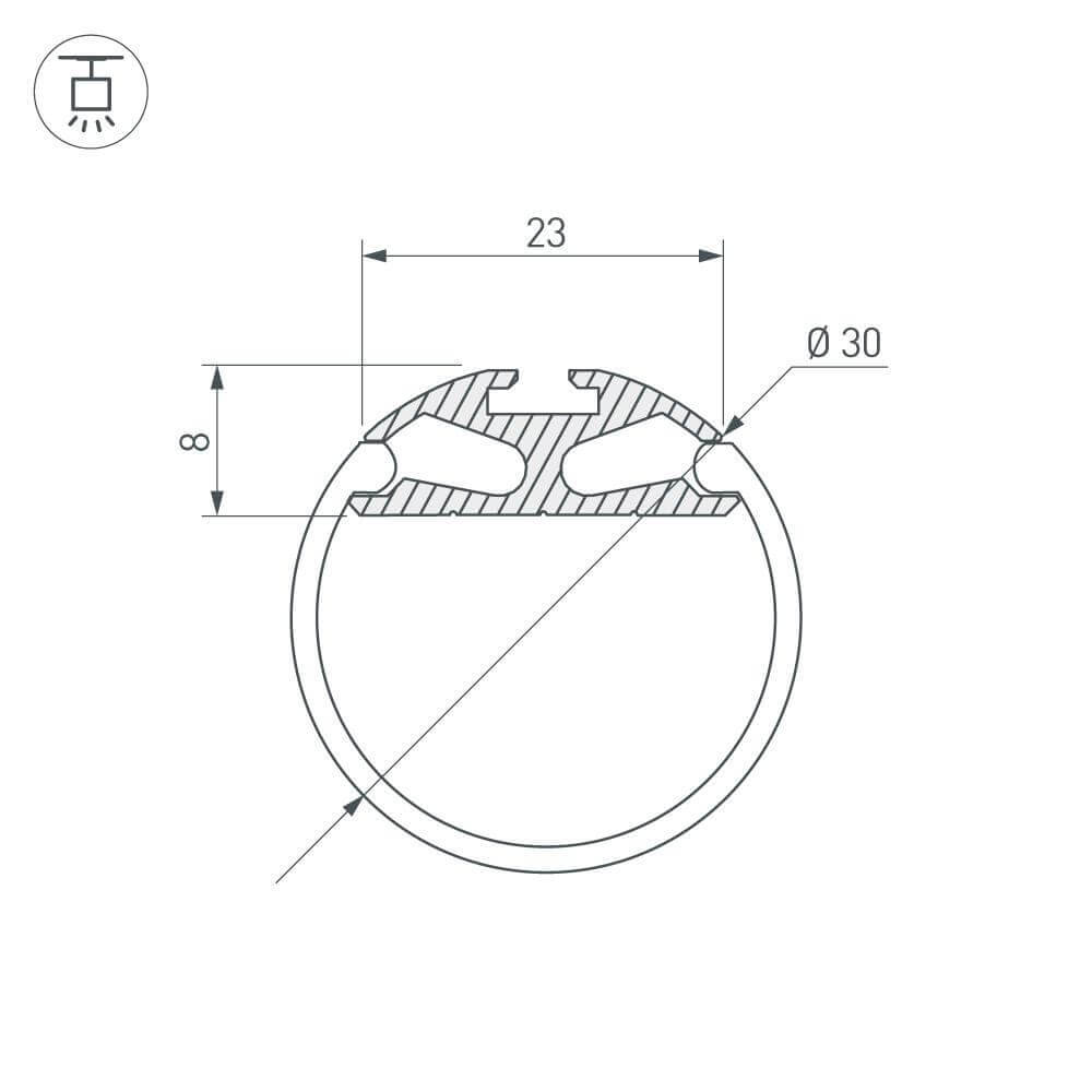 профиль arlight round-d30-2000 anod 023860
