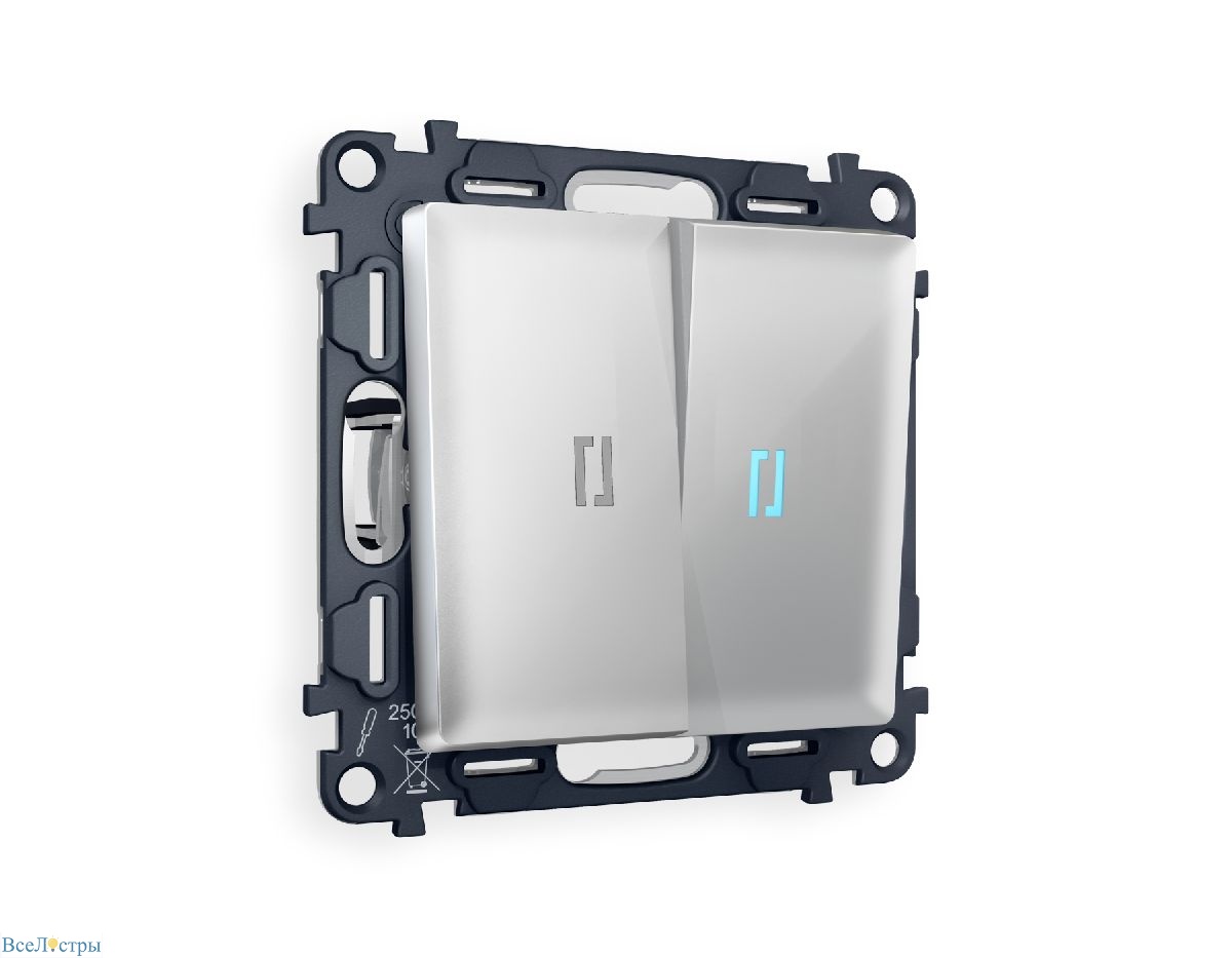 комплект механизма 2-кл проходного выключателя с подсветкой ambrella volt alfa ma404040