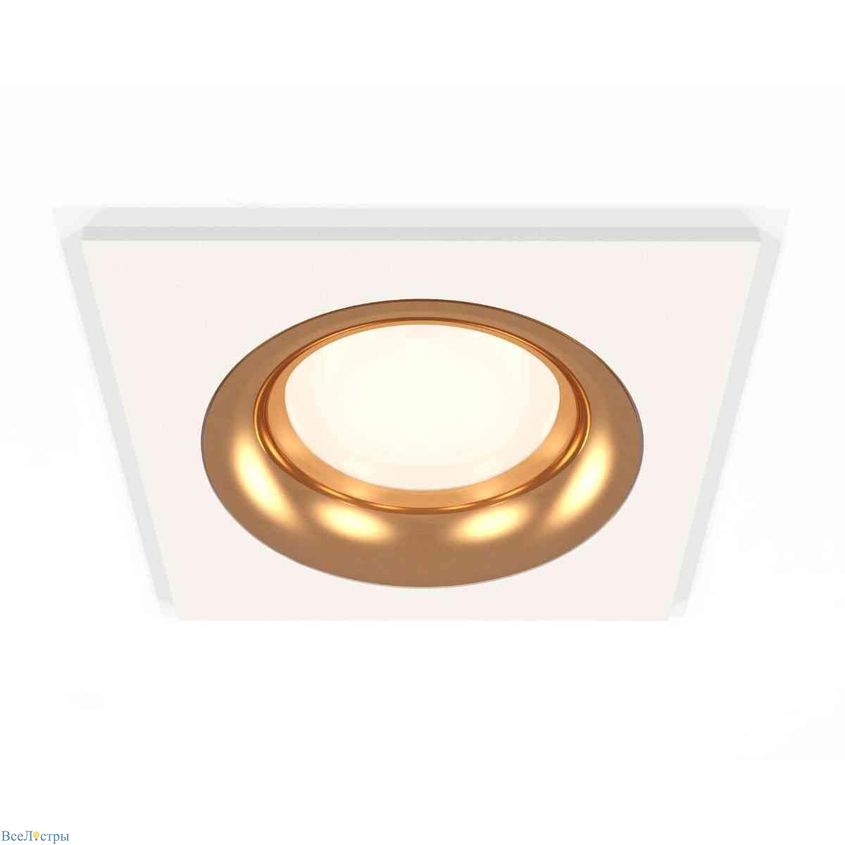 комплект встраиваемого светильника ambrella light techno spot xc7631005 swh/pyg белый песок/золото желтое полированное (c7631, n7014)