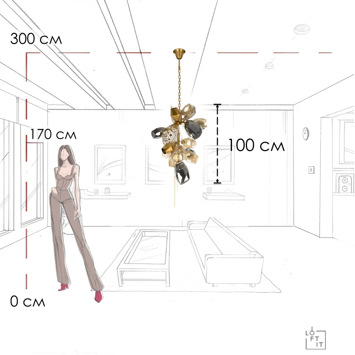 подвесная люстра loft it britannica 10401/600m