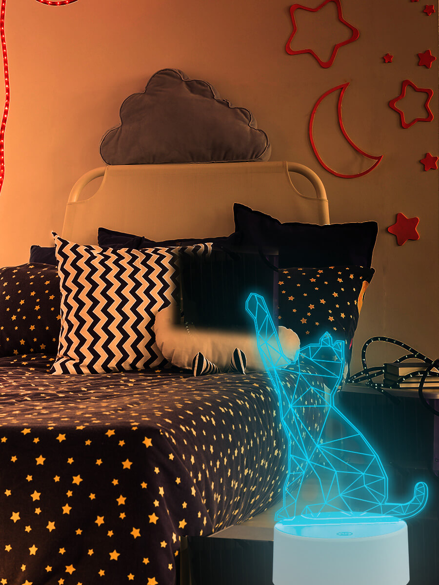 фигурка светодиодная «кошка» uniel (ul-00007419) uli-m501 rgb/3aaa catty/white
