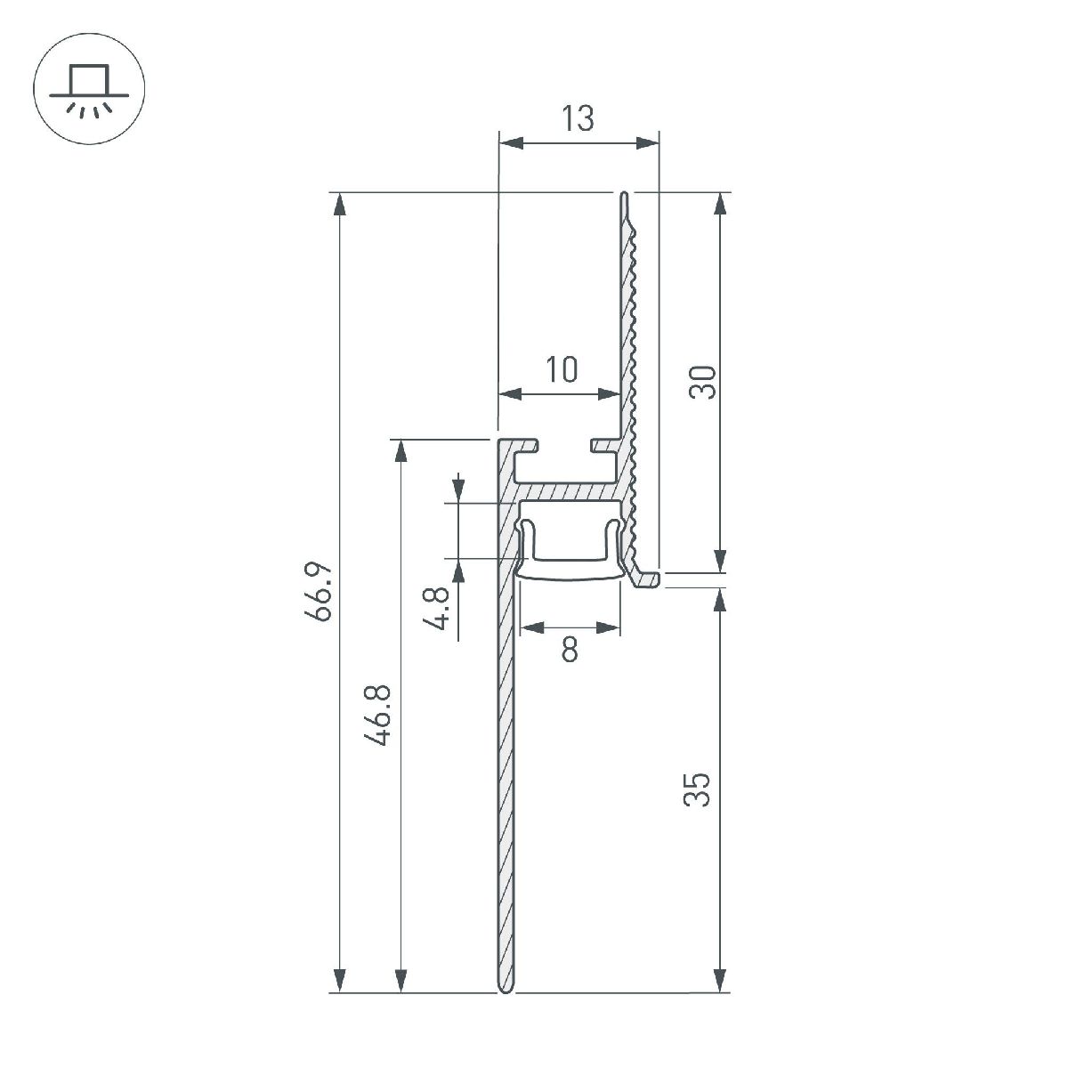 профиль arlight plintus-fantom-h35-2000 white 043666