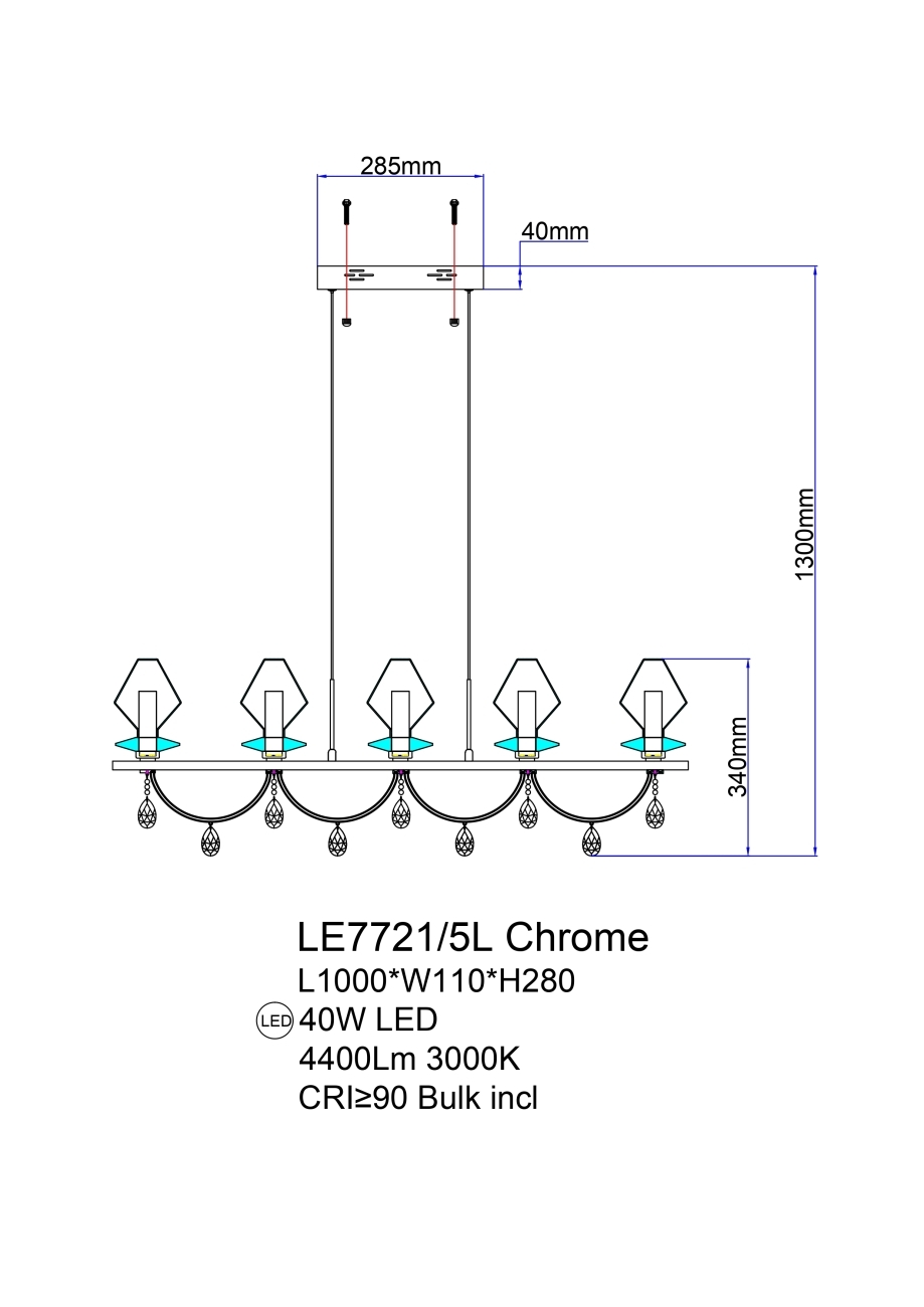 подвесная люстра therese le7721/5l chrome