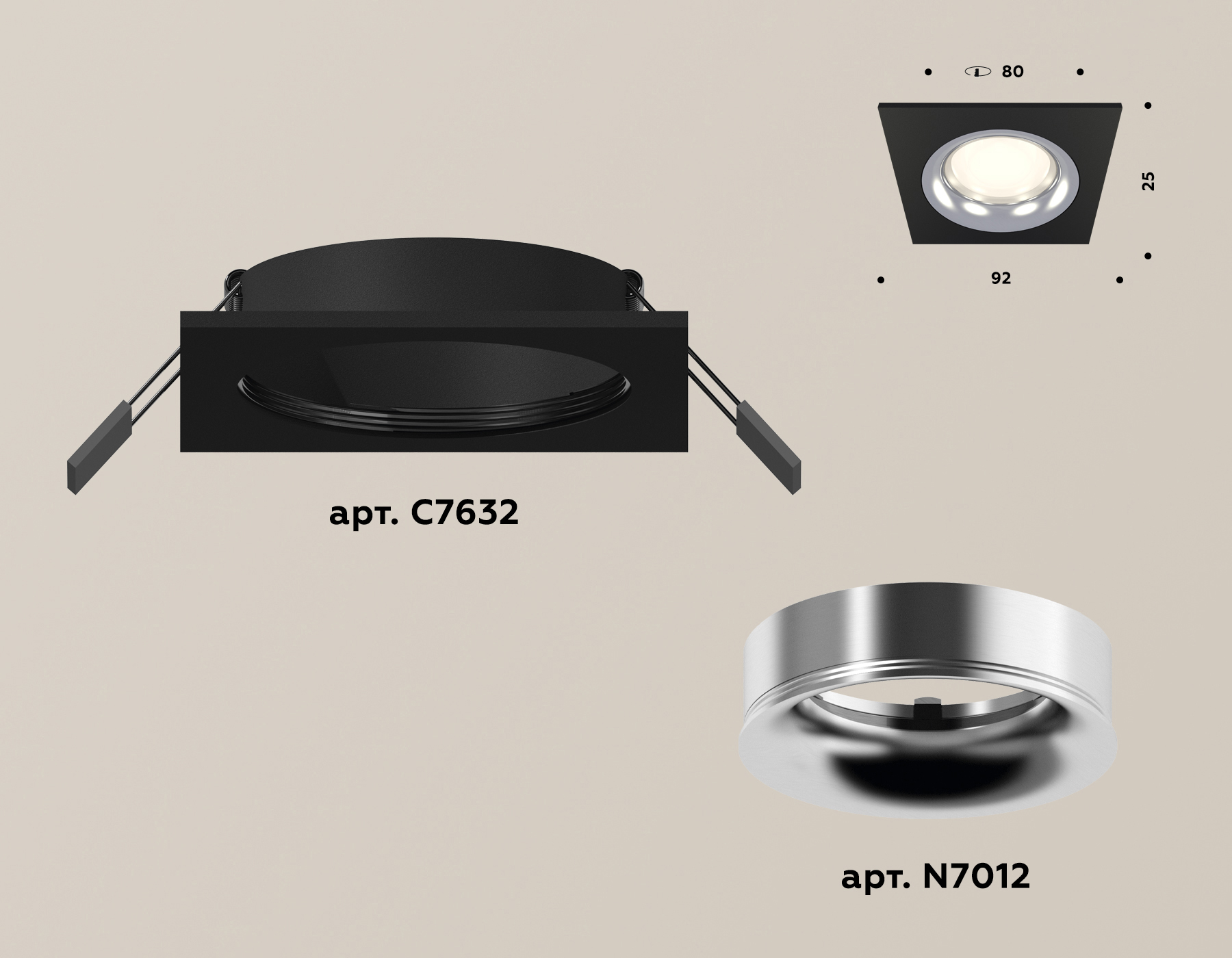 встраиваемый светильник ambrella light techno xc7632003 (c7632, n7012)