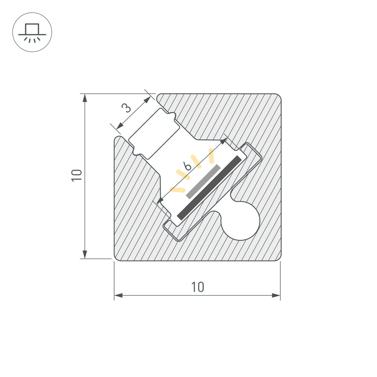 профиль с экраном arlight sl-kant-h10-square-2000 iron grey (алюминий+пластик) 055325