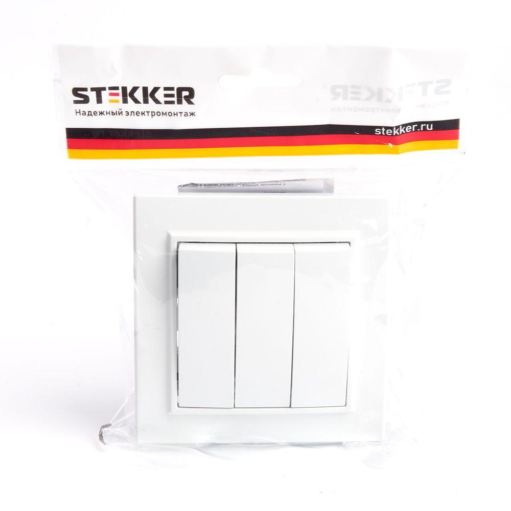 выключатель трехклавишный stekker эрна белый psw10-9007-01 39922