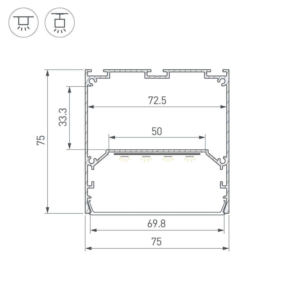 профиль arlight line-m-7575-3000 anod 056346