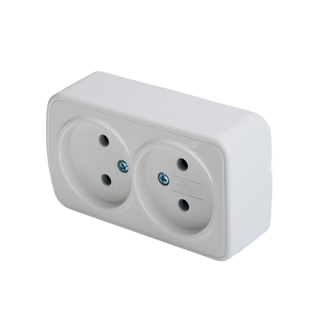 розетка накладная 2-местная stekker basic pst10-502-20 50075