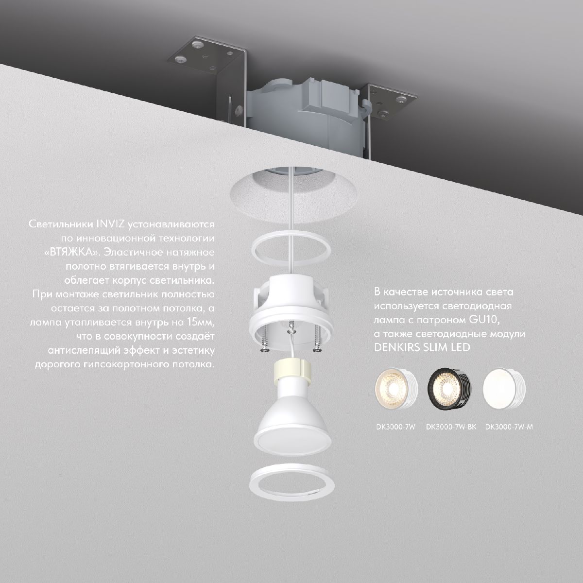 встраиваемый светильник denkirs inviz dk2081-wh