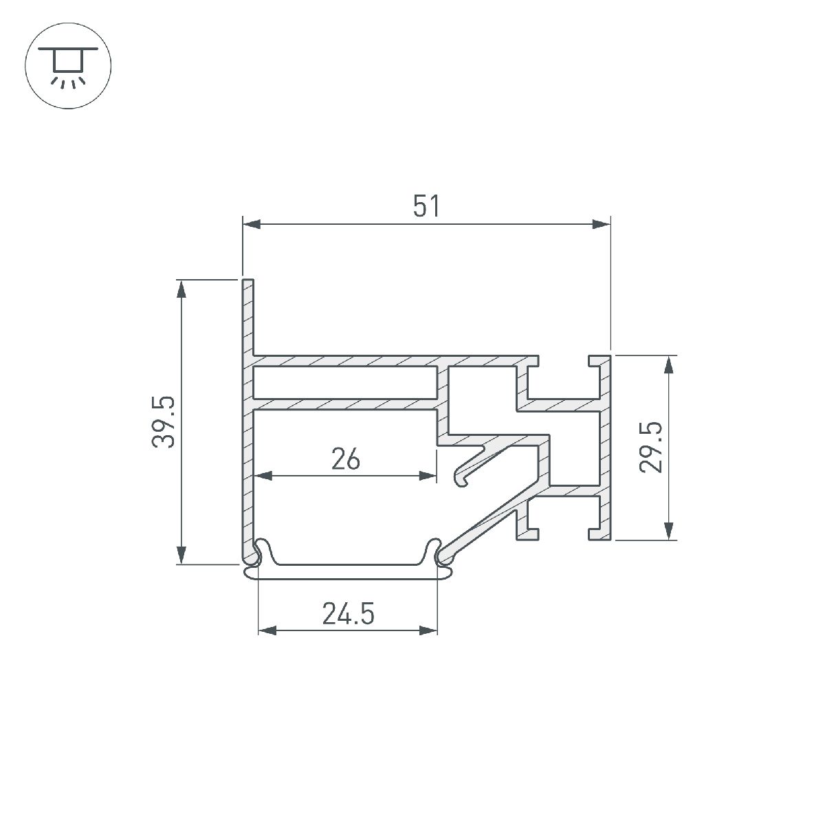 профиль arlight stretch-25-wall-side-2000 040061