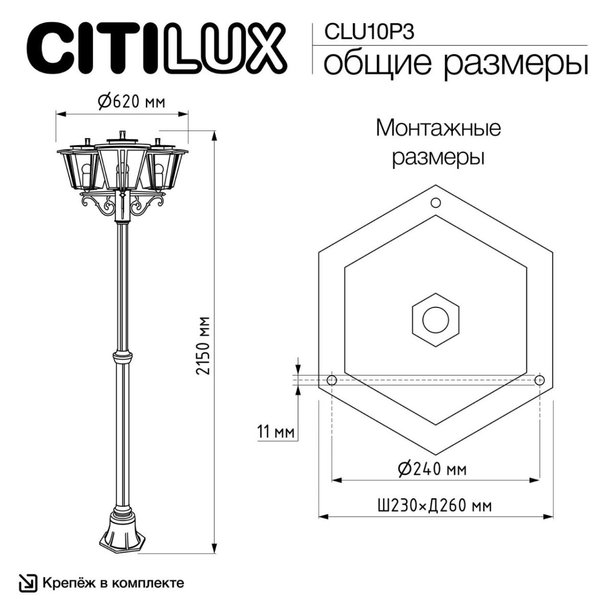 парковый светильник citilux forts clu10p3