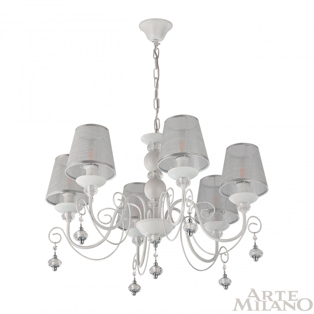 подвесная люстра arte milano 347620/6 wt+sl