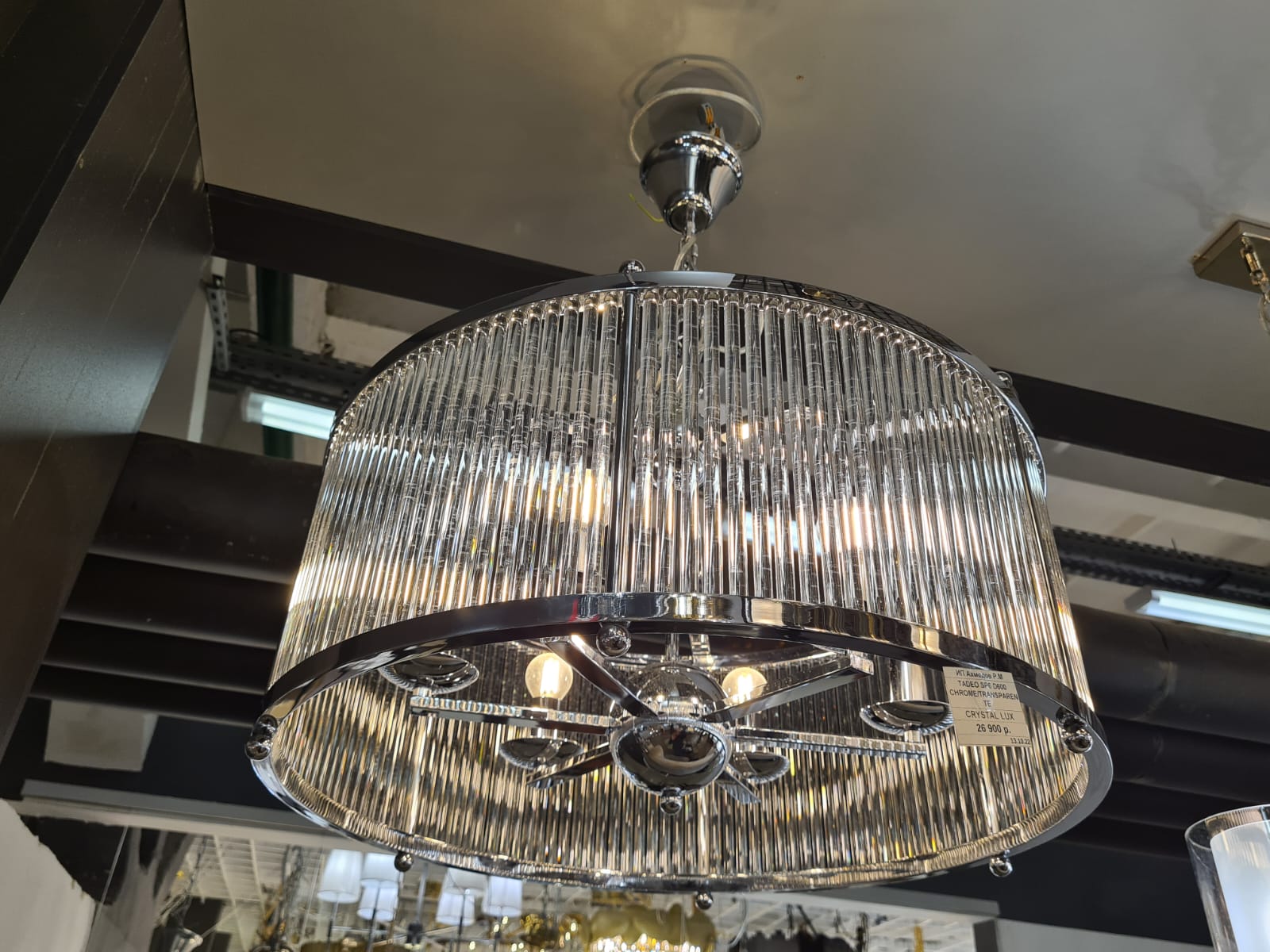 подвесная люстра crystal lux tadeo sp6 d600 chrome/transparente